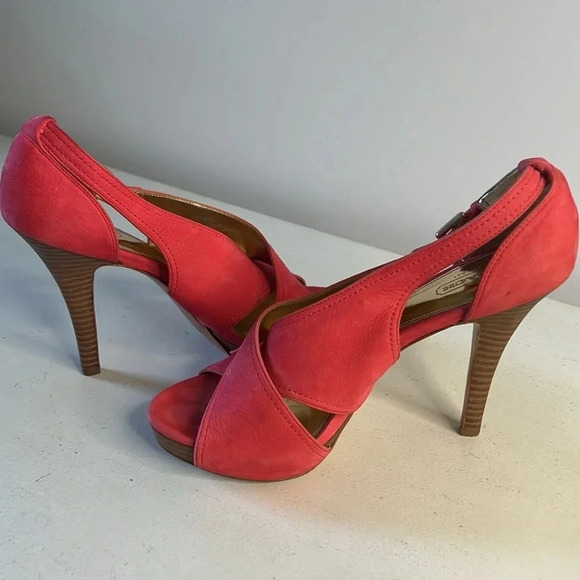 Coach Adelle Nubuck Suede Leather Y2K Heels Blossom Pink 4.5" Heel Women’s 8 - Picture 7 of 10